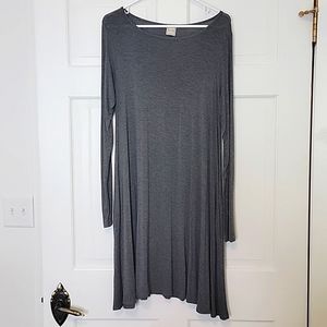 Long Sleeve Gray Dress with POCKETS